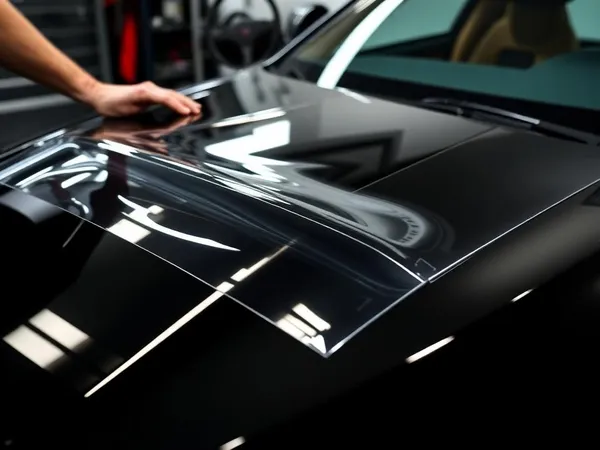 Paint protection film installation at Kraken Detail shop